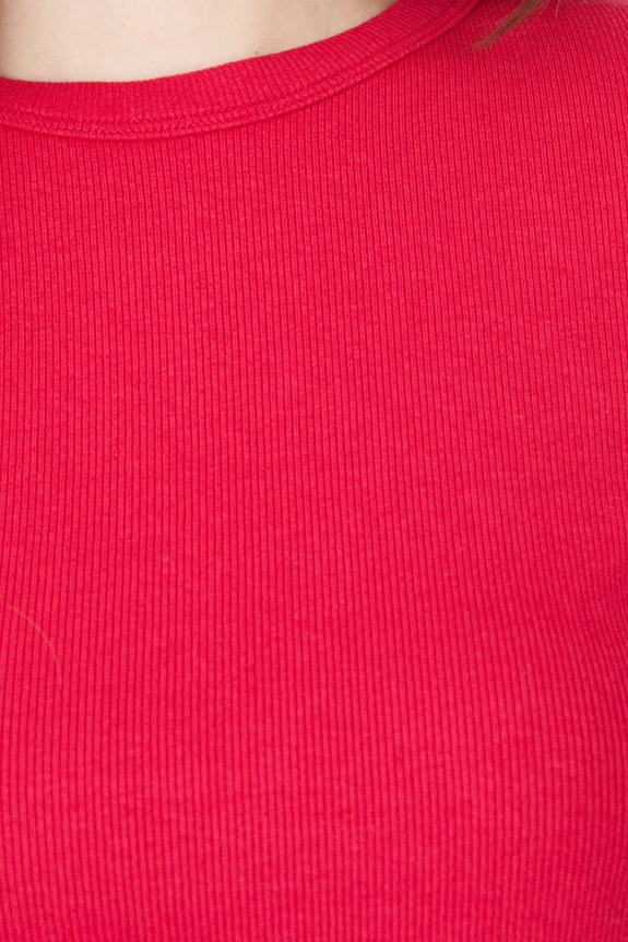 T-shirt damski prążkowany z modalem kolor czerwony RS25-TSD010 czerwony