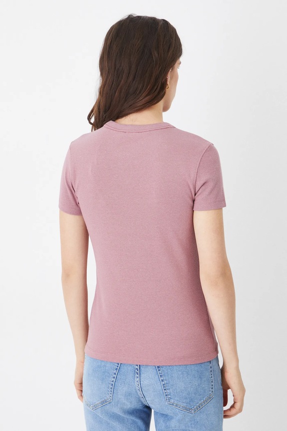Odzież T-shirt damski prążkowany z modalem kolor różowy RS25-TSD010 różowy