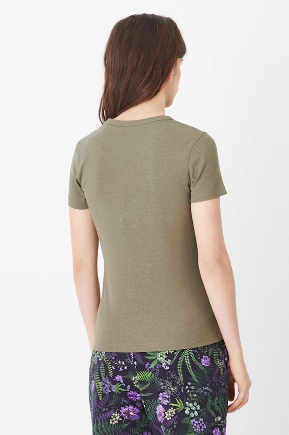 Odzież T-shirt damski prążkowany z modalem kolor zielony RS25-TSD010 zielony