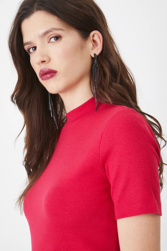 T-shirt damski z modalem kolor czerwony czerwony RS25-TSD011