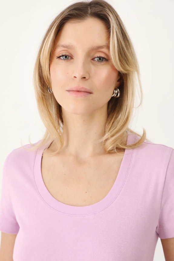 T-shirt bawełniany damski gładki kolor fioletowy fioletowy RS25-TSD051