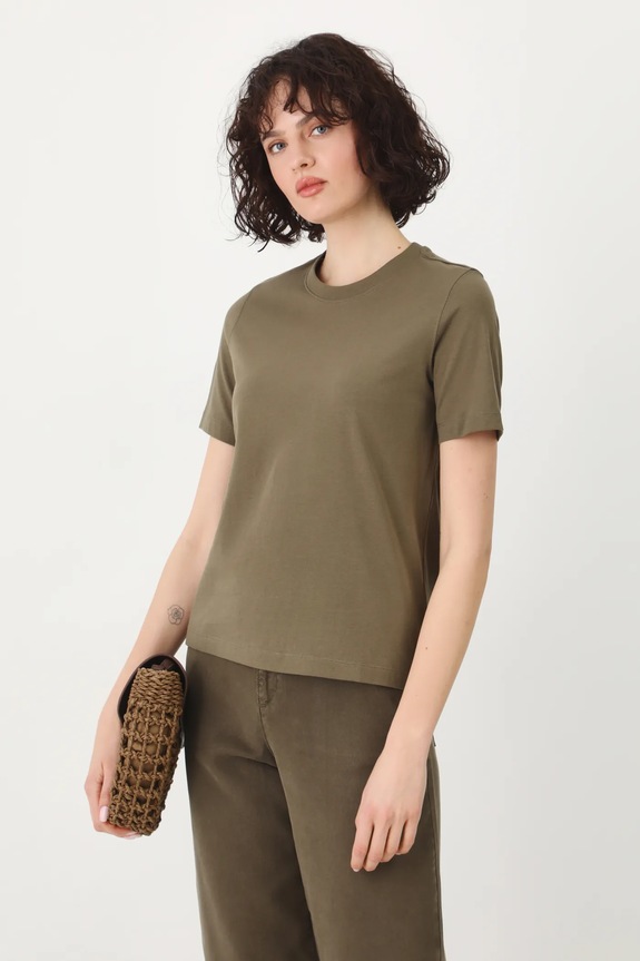 T-shirt bawełniany damski gładki kolor zielony bawełna zielony RS25-TSD054