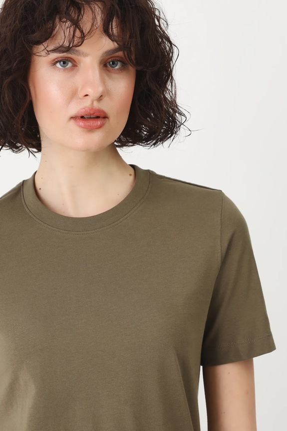 T-shirt bawełniany damski gładki kolor zielony zielony RS25-TSD054