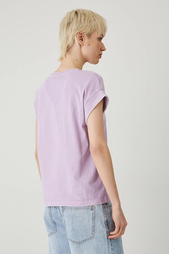 Odzież T-shirt bawełniany damski gładki kolor fioletowy RS25-TSD082 fioletowy
