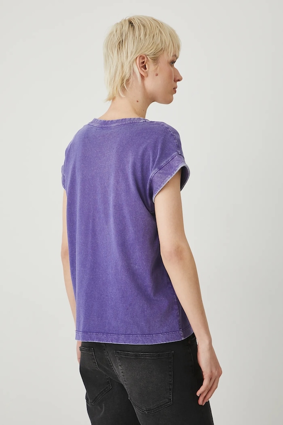 Odzież T-shirt bawełniany damski gładki kolor fioletowy RS25-TSD082 fioletowy