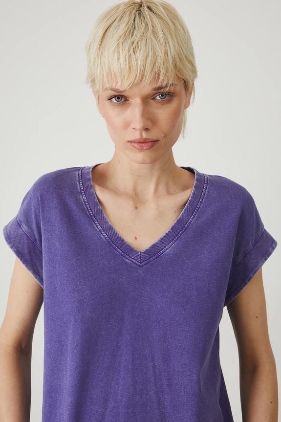 T-shirt bawełniany damski gładki kolor fioletowy RS25-TSD082 fioletowy