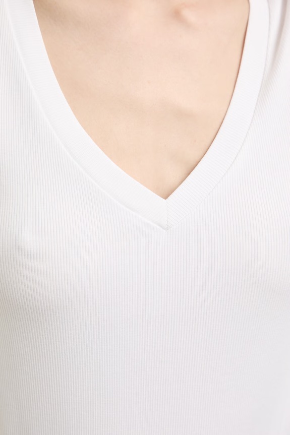 T-shirt damski prążkowany z modalem kolor biały RS25-TSD091