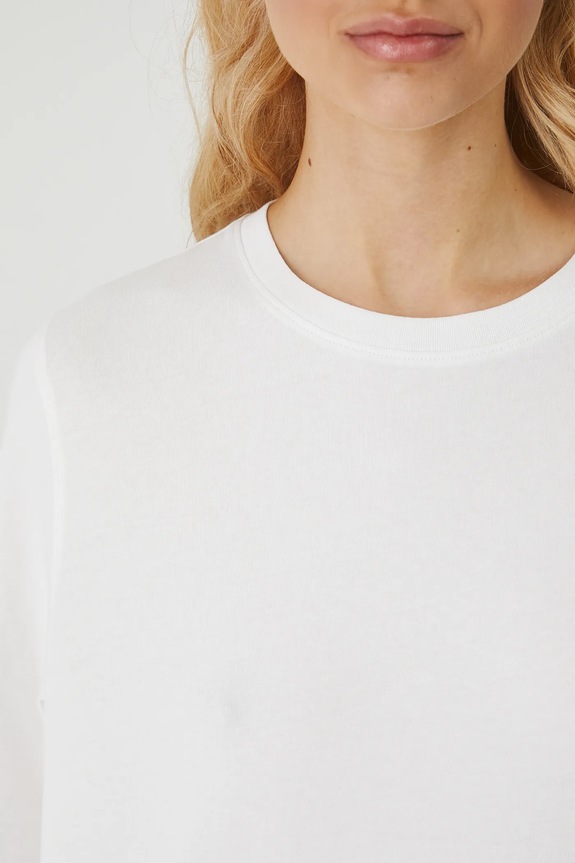 T-shirt bawełniany damski z elastanem gładki kolor biały RS25-TSD094 biały