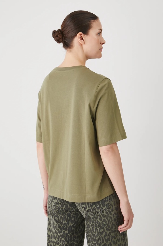 Oblečení Bavlněné tričko dámské s elastanem, bez vzoru zelená barva RS25-TSD094 zelená