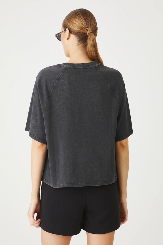 Odzież T-shirt bawełniany damski z efektem sprania kolor szary RS25-TSD0A0 szary