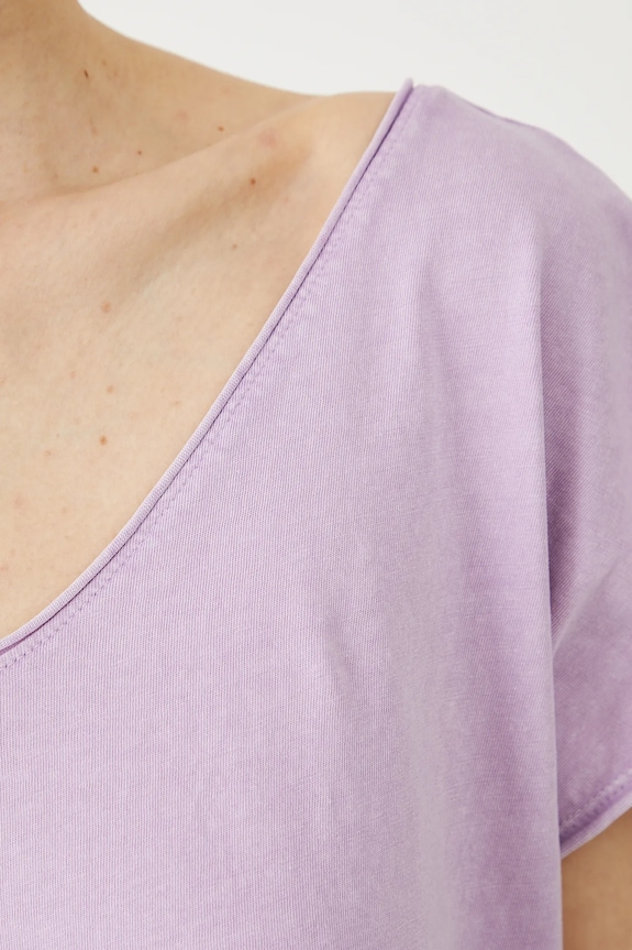 Bavlněné tričko dámské se sepraným efektem fialová barva RS25-TSD0A1