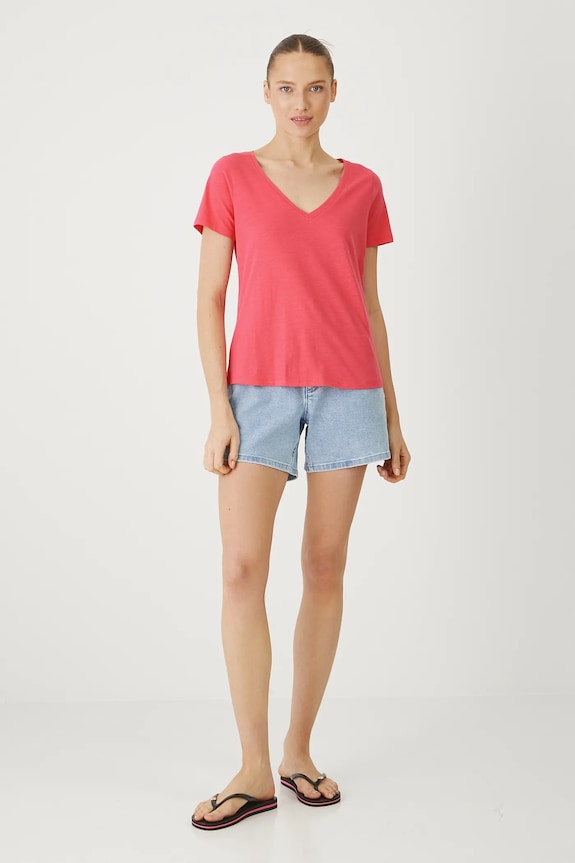 T-shirt bawełniany damski gładki RS25-TSD0B0 różowy RS26