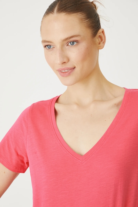T-shirt bawełniany damski gładki różowy RS25-TSD0B0