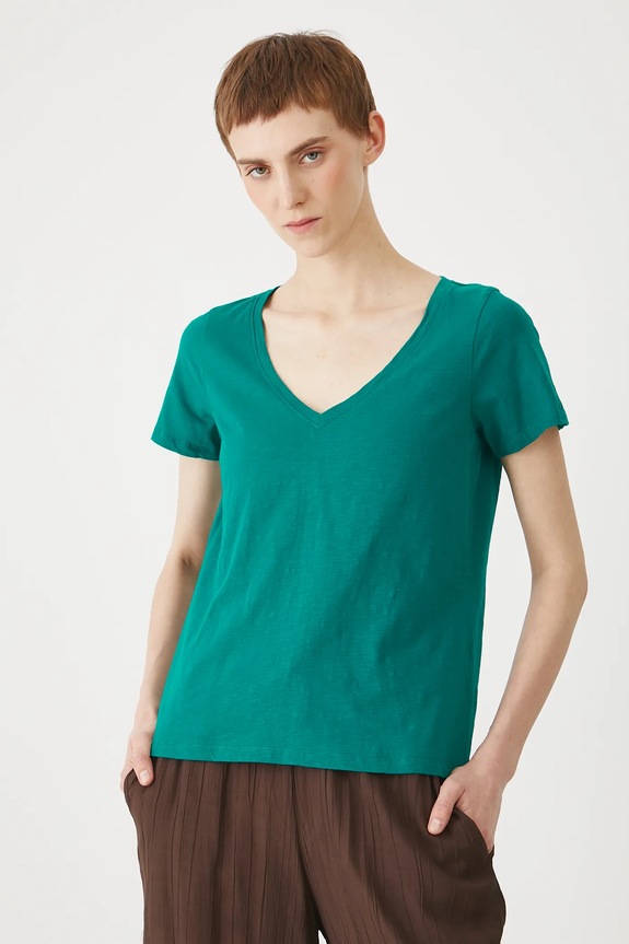 T-shirt bawełniany damski gładki kolor zielony turkusowy RS25-TSD0B0