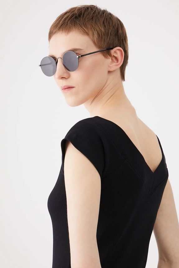 T-shirt bawełniany damski z elastanem prążkowany kolor czarny z elastanem czarny RS25-TSD0B1