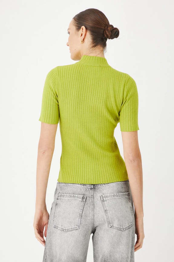 Odzież T-shirt damski prążkowany z wiskozą kolor zielony RS25.TSD200 zielony