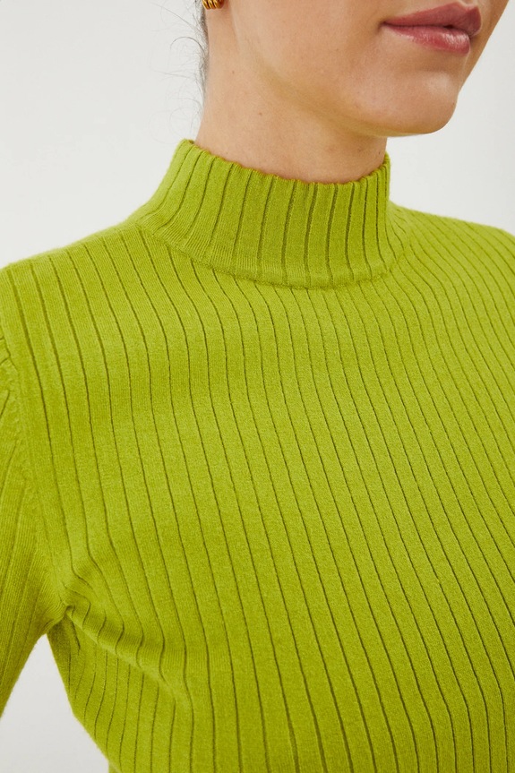 T-shirt damski prążkowany z wiskozą kolor zielony RS25.TSD200 zielony