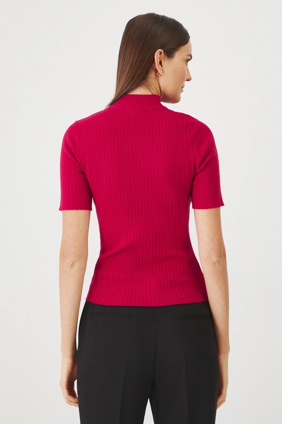 Oblečenie Tričko dámske rebrované s viskózou červená farba RS25.TSD200 červená