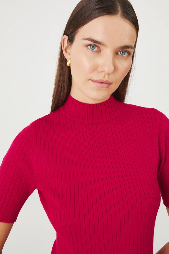 Tričko dámske rebrované s viskózou červená farba červená RS25.TSD200