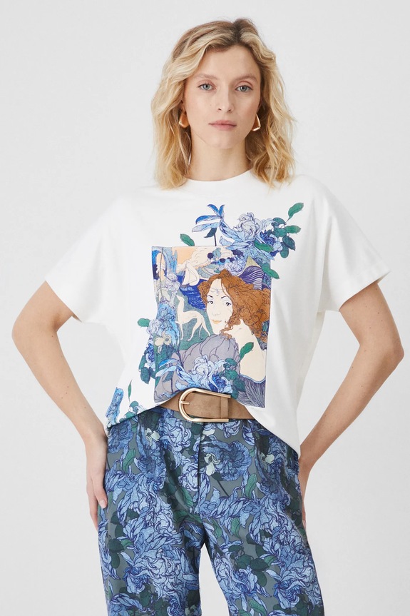 T-shirt damski z kolekcji Eviva L'arte kolor beżowy RS25.TSD252 beżowy RS25