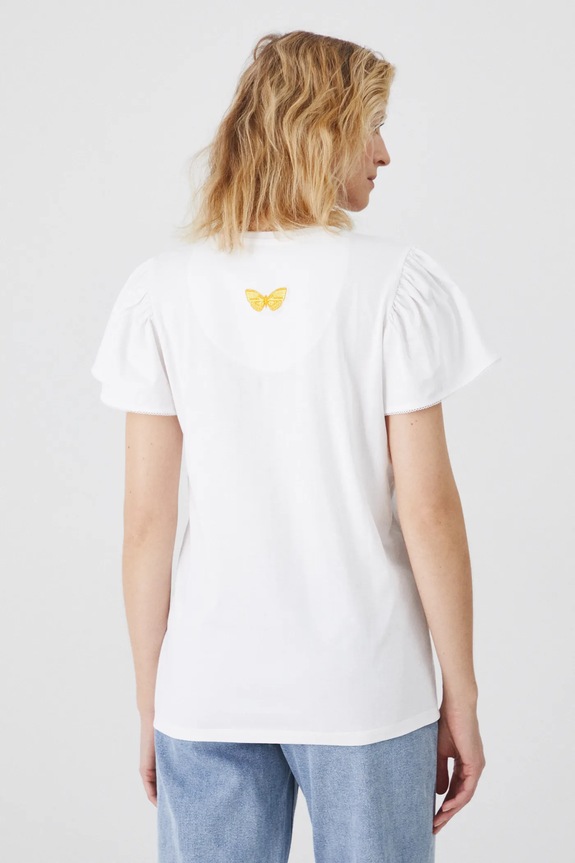 T-shirt bawełniany damski z kolekcji Eviva L'arte kolor biały biały RS25-TSD254