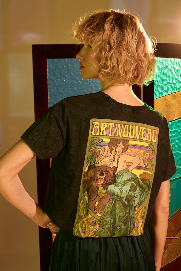 T-shirt bawełniany damski z kolekcji Eviva L'arte kolor szary okrągły szary RS25-TSD257