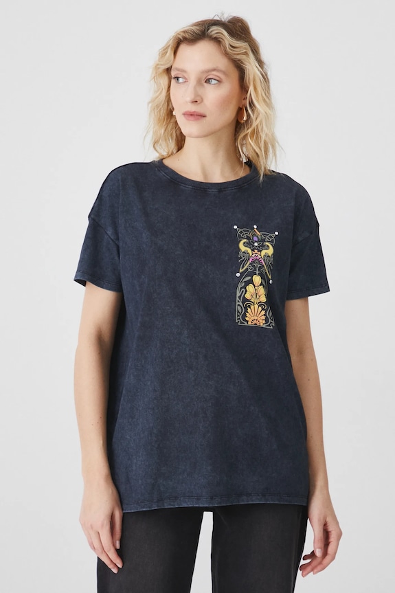 T-shirt bawełniany damski z kolekcji Eviva L'arte kolor szary RS25-TSD257 szary RS25