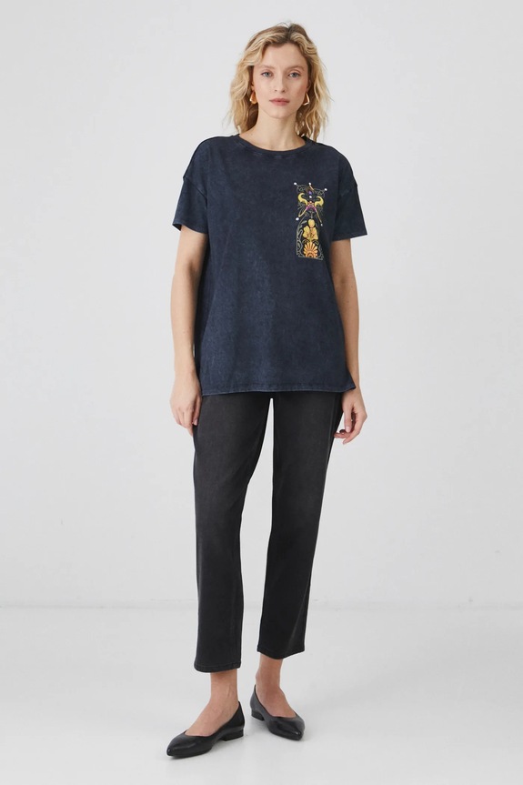 Odzież T-shirt bawełniany damski z kolekcji Eviva L'arte kolor szary RS25-TSD257 szary