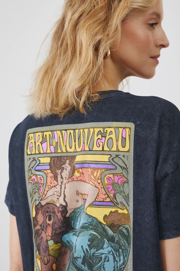 T-shirt bawełniany damski z kolekcji Eviva L'arte kolor szary RS25-TSD257