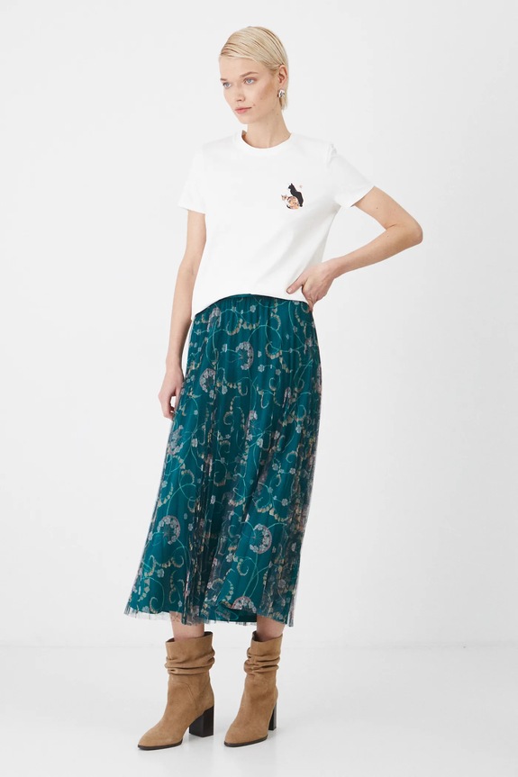 Odzież T-shirt bawełniany damski z kolekcji Eviva L'arte z elastanem kolor beżowy RS25.TSD258 beżowy