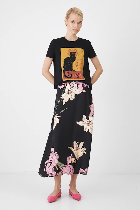 Odzież T-shirt bawełniany damski z kolekcji Eviva L'arte z elastanem kolor czarny RS25.TSD259 czarny