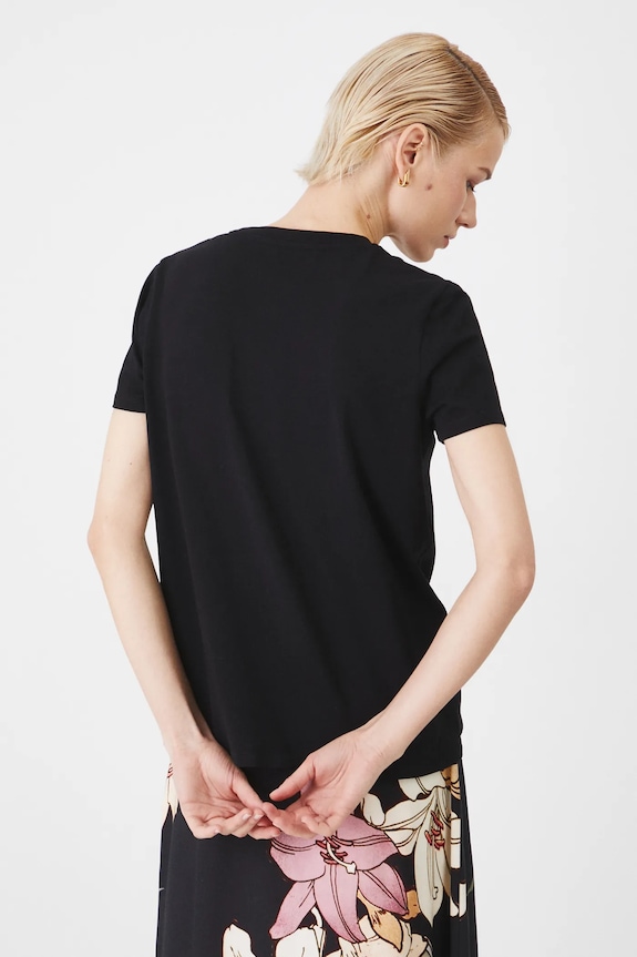 T-shirt bawełniany damski z kolekcji Eviva L'arte z elastanem kolor czarny czarny RS25.TSD259
