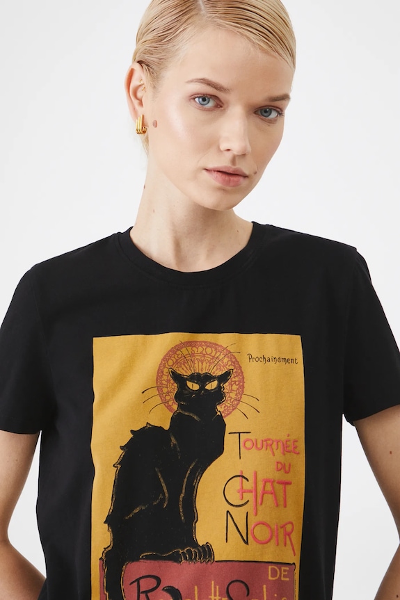 T-shirt bawełniany damski z kolekcji Eviva L'arte z elastanem kolor czarny RS25.TSD259 czarny