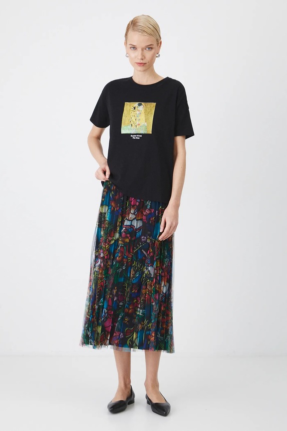 Odzież T-shirt bawełniany damski z kolekcji Eviva L'arte kolor czarny RS25.TSD261 czarny