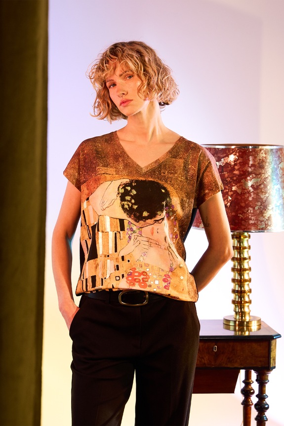 T-shirt bawełniany damski z kolekcji Eviva L'arte kolor czarny bawełna czarny RS25-TSD262