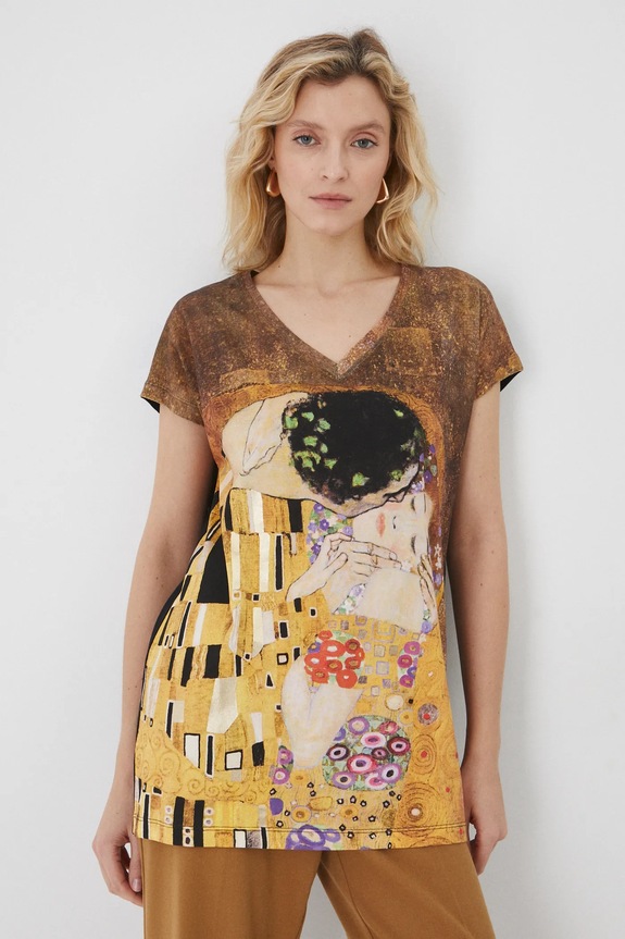 T-shirt bawełniany damski z kolekcji Eviva L'arte kolor czarny RS25-TSD262 czarny RS25