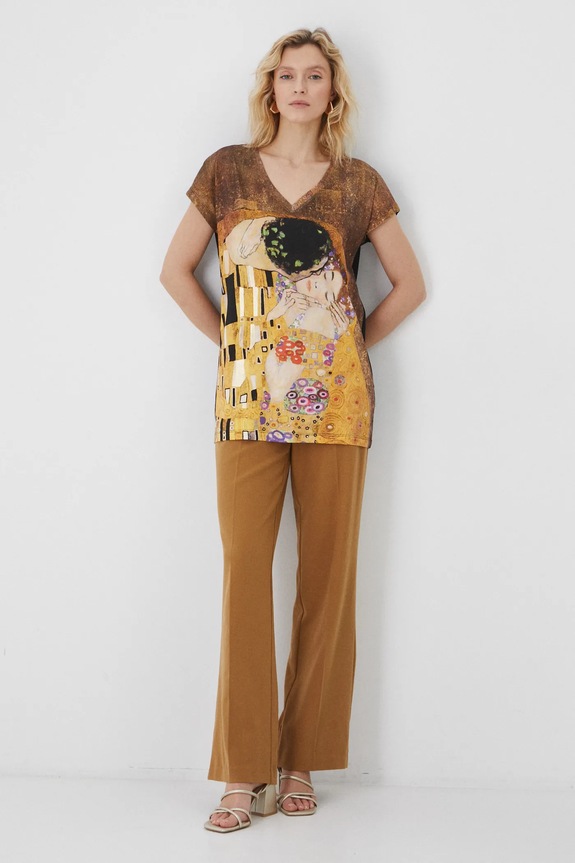 Odzież T-shirt bawełniany damski z kolekcji Eviva L'arte kolor czarny RS25-TSD262 czarny