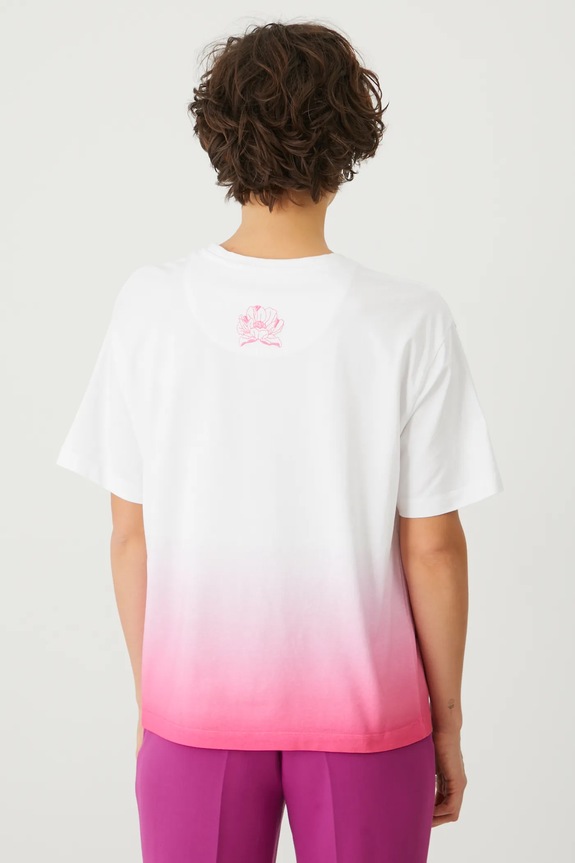 Oblečenie Bavlnené tričko dámske s elastanom a s kvetinovým vzorom béžová farba RS25.TSD300 béžová