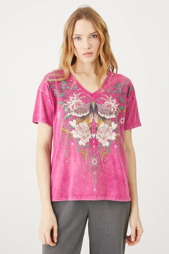 Medicine t-shirt bawełniany nadruk fioletowy RS25.TSD403