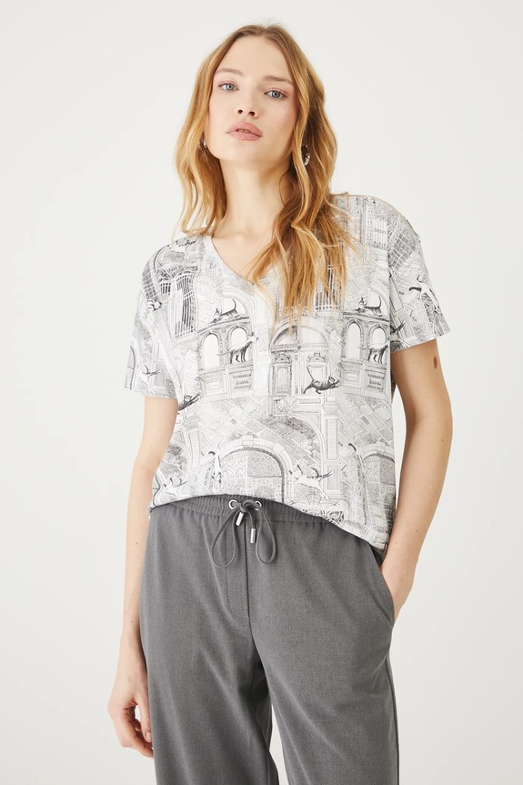 T-shirt bawełniany damski by Małgorzata Kaczmarska, Grafika Polska kolor biały RS25-TSD456 biały RS25