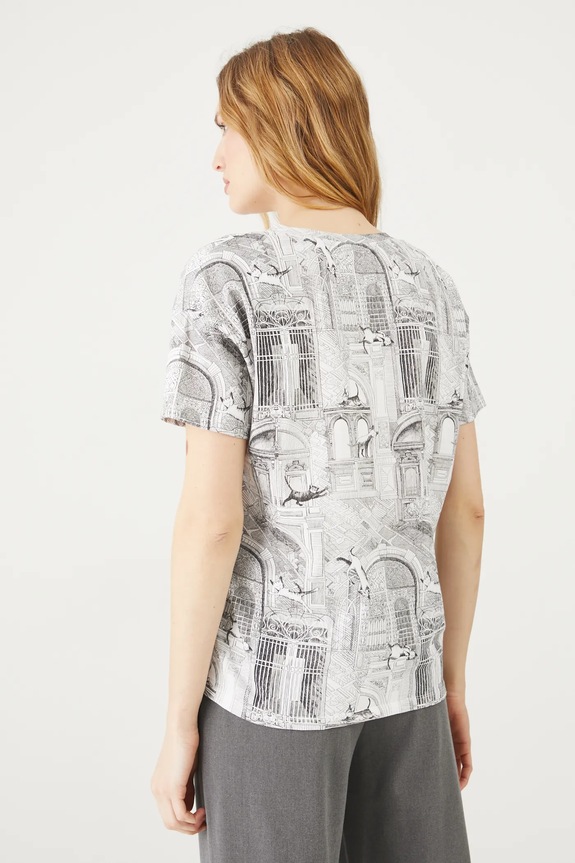 T-shirt bawełniany damski by Małgorzata Kaczmarska, Grafika Polska kolor biały biały RS25-TSD456