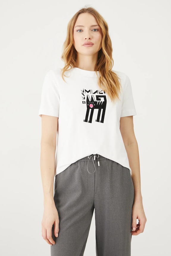T-shirt bawełniany damski z elastanem by Aga Serwicka, Grafika Polska kolor biały RS25-TSD457 biały RS25