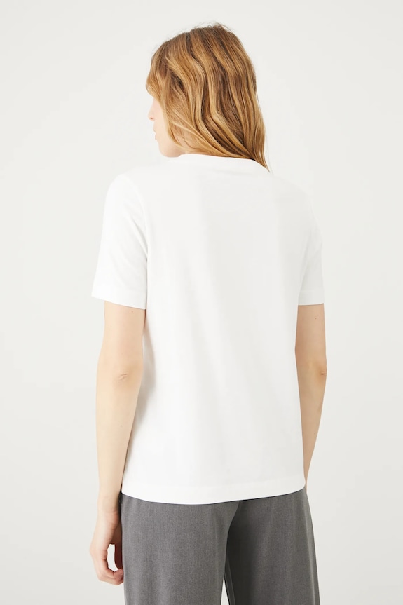 T-shirt bawełniany damski z elastanem by Aga Serwicka, Grafika Polska kolor biały biały RS25-TSD457