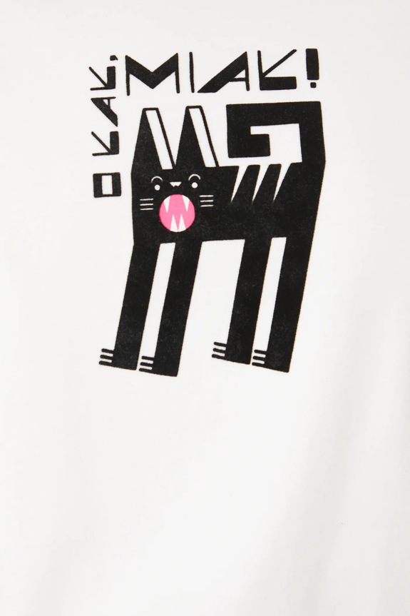 T-shirt bawełniany damski z elastanem by Aga Serwicka, Grafika Polska kolor biały RS25-TSD457