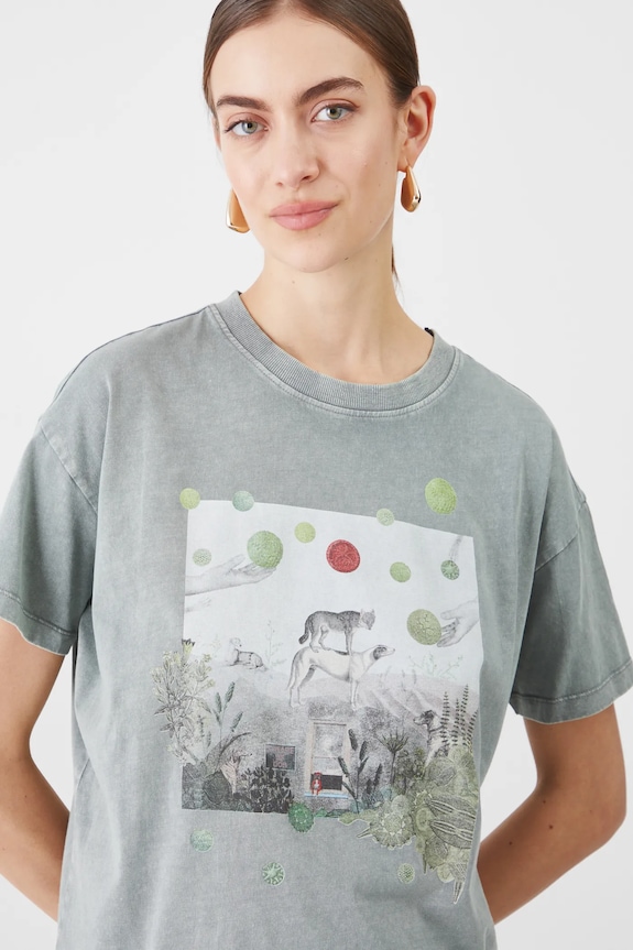 T-shirt bawełniany damski by Nieszka Skłodowska, Grafika Polska kolor zielony RS25.TSD463 zielony
