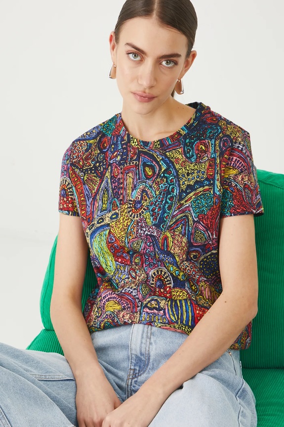 T-shirt bawełniany damski by Natália Junasová, Grafika Polska kolor multicolor RS25-TSD465 multicolor RS25