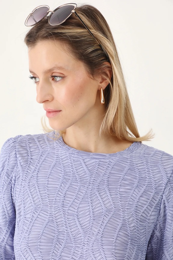 T-shirt damski z fakturą kolor niebieski niebieski RS25-TSD501