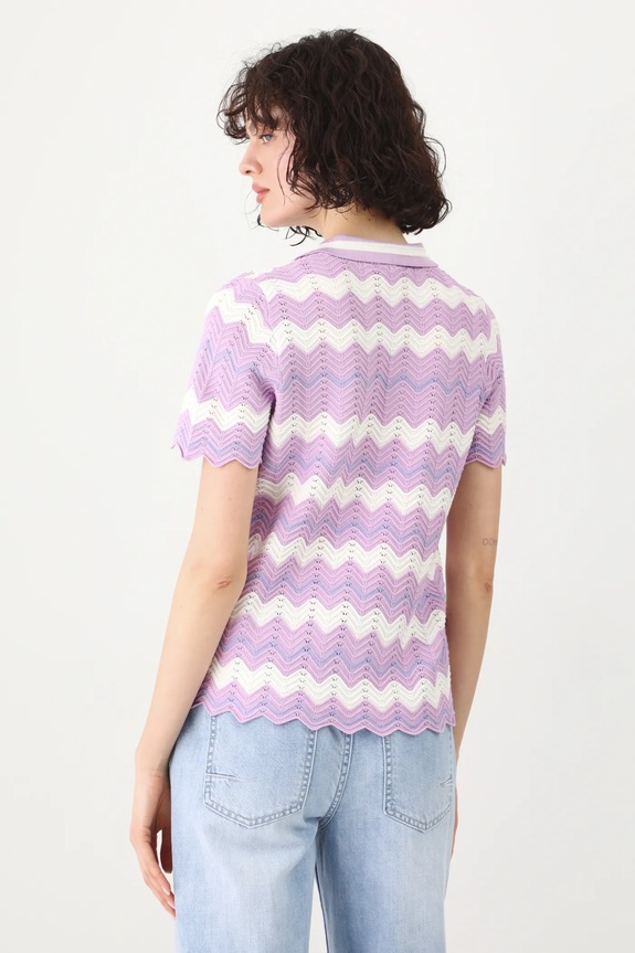 Odzież T-shirt damski z wiskozą z fakturą kolor różowy RS25-TSD502 fioletowy