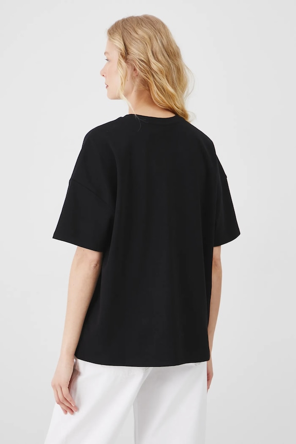 Odzież T-shirt bawełniany damski z nadrukiem interlock kolor czarny RS25-TSD603 czarny