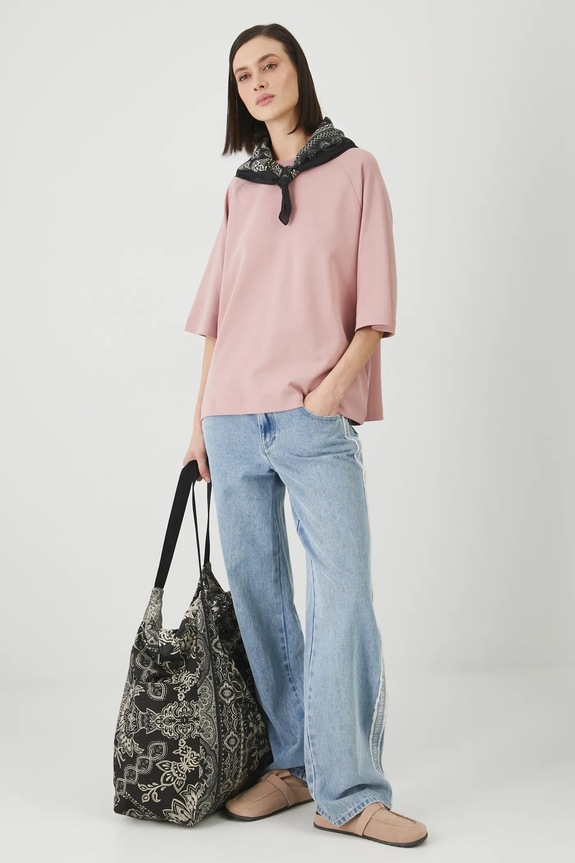 Bavlněné tričko dámské bez vzoru interlock růžová barva RS25.TSD613 růžová RS25